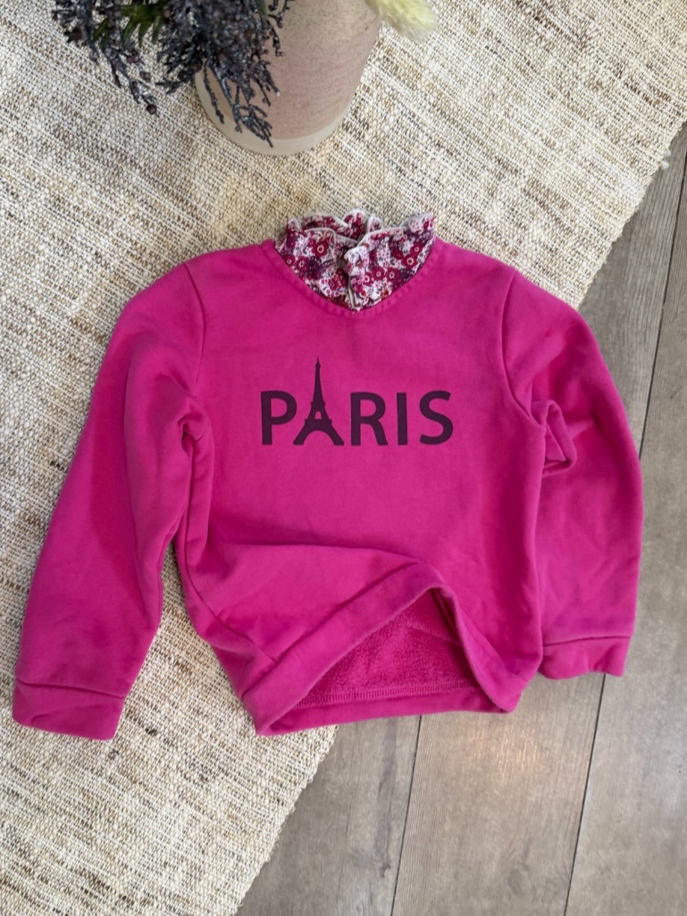 Garanimals Hot Pink Paris Pullover with Floral Ruffle Collar Little Girl Sz 5 - Picture 4 of 16